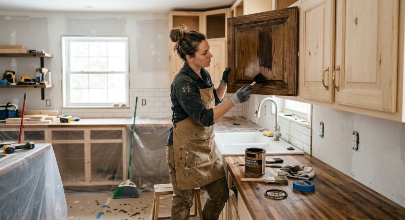 Kitchen Cabinet Staining in Bloomington, IN