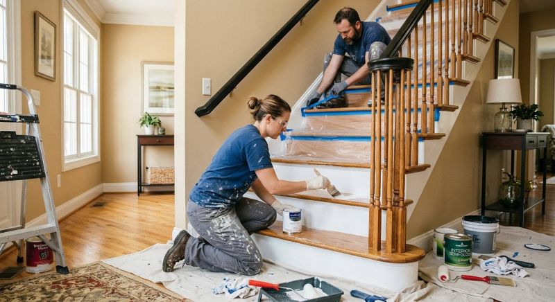 Indoor Staircase Painting in Waco, TX